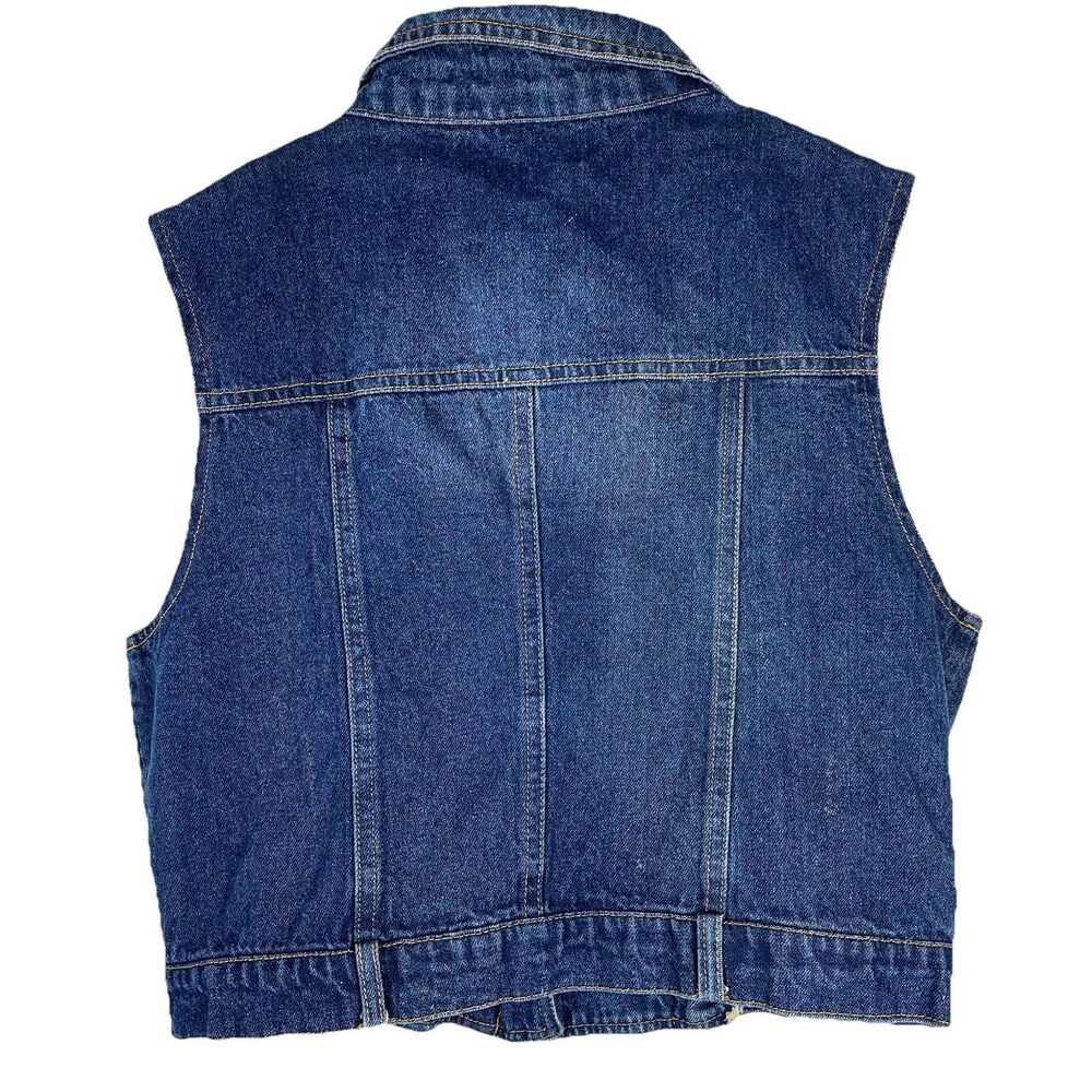 Vintage C’est Toi Denim Moto Vest Women’s Large Blue Zip Front Sleeveless Jean - Picture 3 of 12